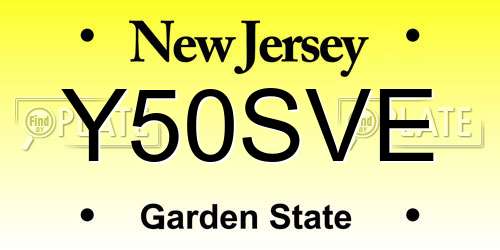 Y50SVE New Jersey License Plate