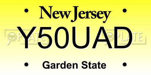 Y50UAD New Jersey License Plate