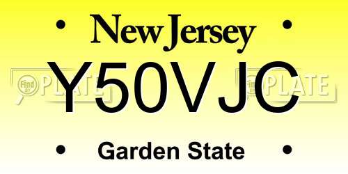 Y50VJC New Jersey License Plate
