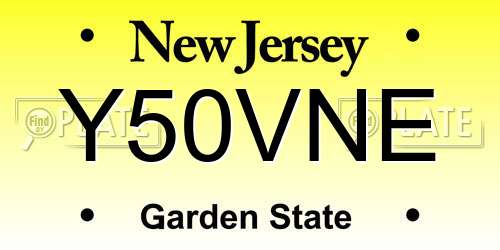 Y50VNE New Jersey License Plate