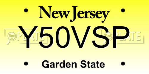 Y50VSP New Jersey License Plate