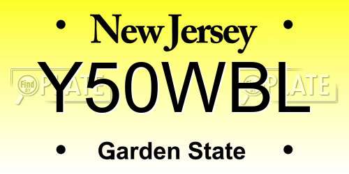 Y50WBL New Jersey License Plate