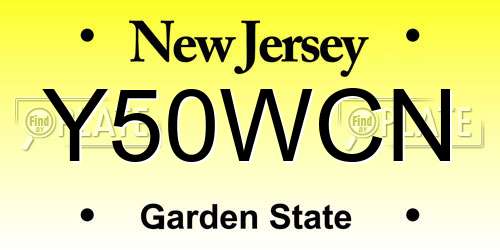 Y50WCN New Jersey License Plate