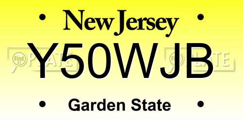 Y50WJB New Jersey License Plate