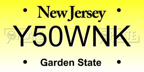 Y50WNK New Jersey License Plate