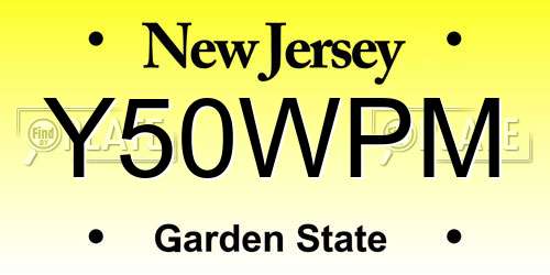 Y50WPM New Jersey License Plate