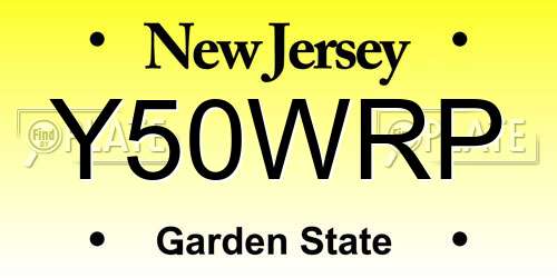 Y50WRP New Jersey License Plate