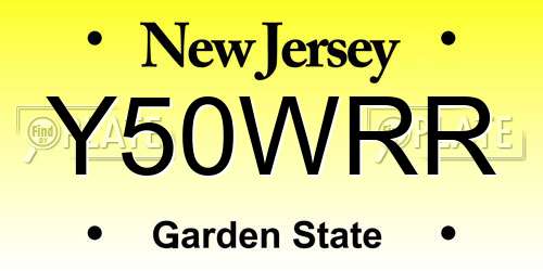 Y50WRR New Jersey License Plate