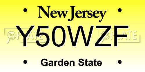 Y50WZF New Jersey License Plate