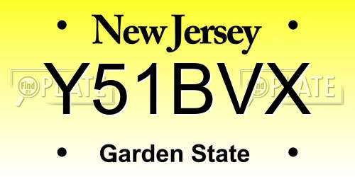 Y51BVX New Jersey License Plate