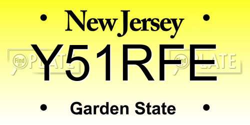 Y51RFE New Jersey License Plate