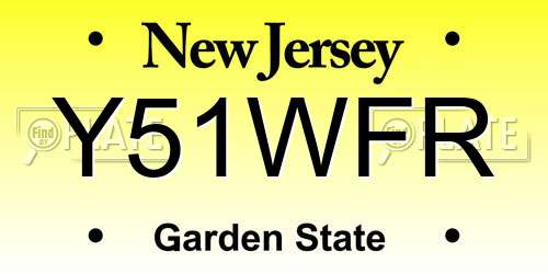 Y51WFR New Jersey License Plate