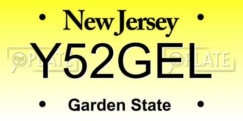Y52GEL New Jersey License Plate