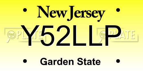 Y52LLP New Jersey License Plate