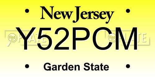 Y52PCM New Jersey License Plate