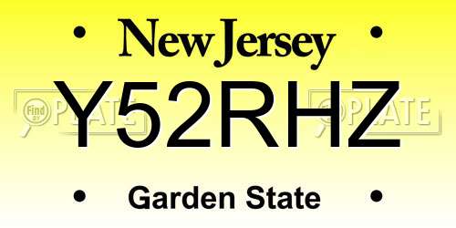 Y52RHZ New Jersey License Plate