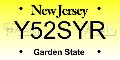 Y52SYR New Jersey License Plate