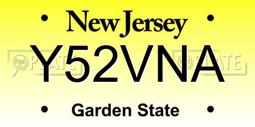 Y52VNA New Jersey License Plate