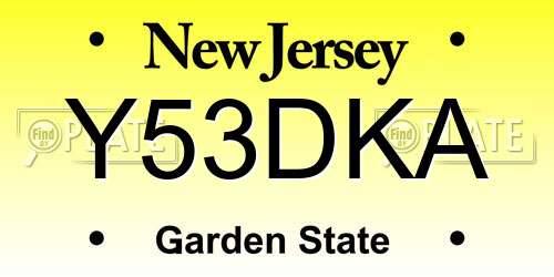 Y53DKA New Jersey License Plate