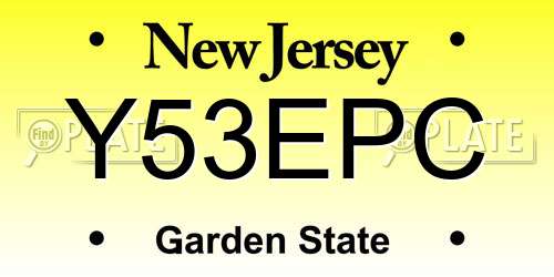 Y53EPC New Jersey License Plate