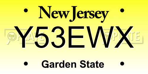 Y53EWX New Jersey License Plate