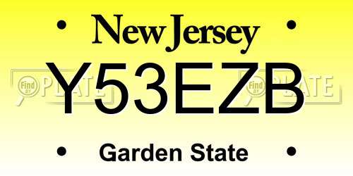 Y53EZB New Jersey License Plate