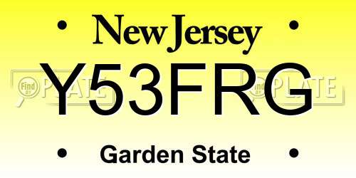 Y53FRG New Jersey License Plate