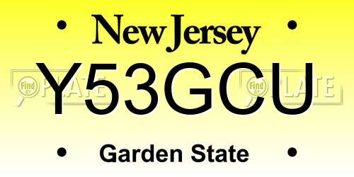 Y53GCU New Jersey License Plate