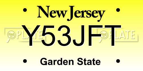 Y53JFT New Jersey License Plate