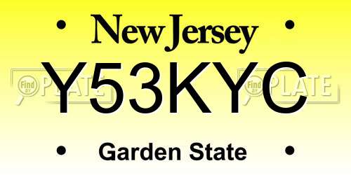 Y53KYC New Jersey License Plate