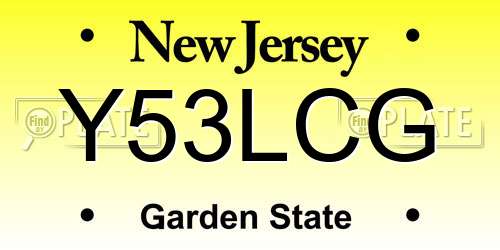 Y53LCG New Jersey License Plate