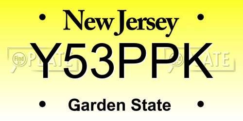 Y53PPK New Jersey License Plate