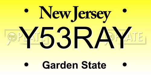 Y53RAY New Jersey License Plate