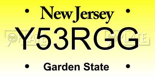 Y53RGG New Jersey License Plate