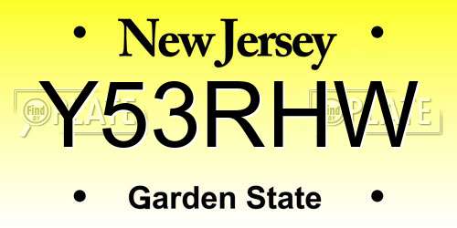 Y53RHW New Jersey License Plate