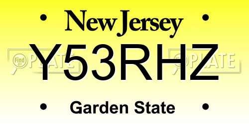 Y53RHZ New Jersey License Plate
