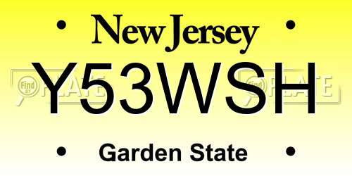 Y53WSH New Jersey License Plate