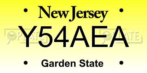 Y54AEA New Jersey License Plate