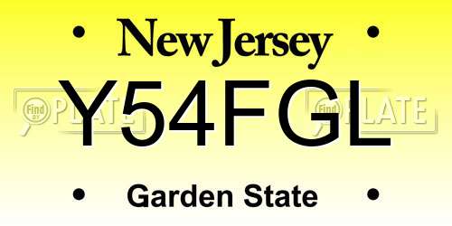 Y54FGL New Jersey License Plate