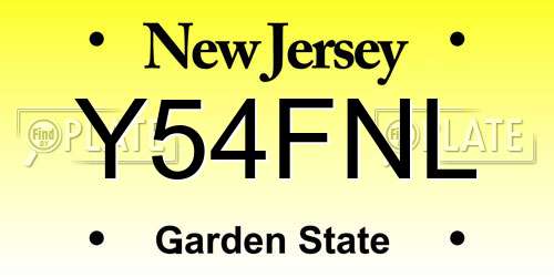 Y54FNL New Jersey License Plate