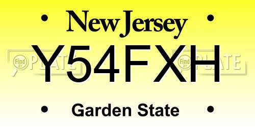 Y54FXH New Jersey License Plate