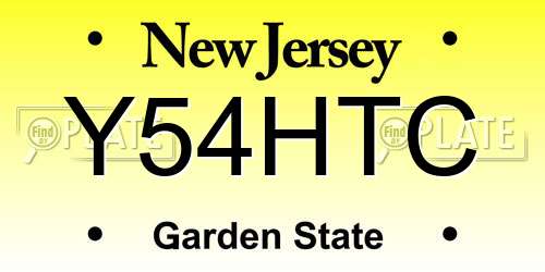 Y54HTC New Jersey License Plate