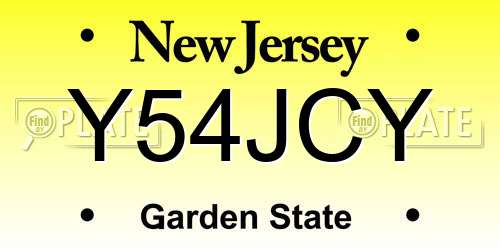 Y54JCY New Jersey License Plate