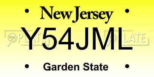 Y54JML New Jersey License Plate