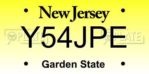 Y54JPE New Jersey License Plate