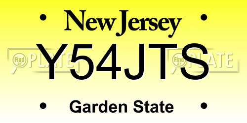 Y54JTS New Jersey License Plate