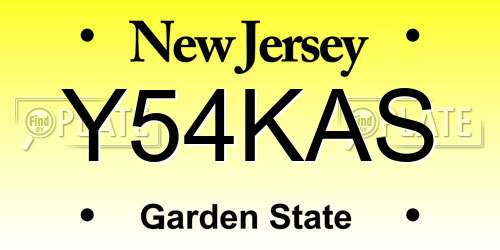 Y54KAS New Jersey License Plate
