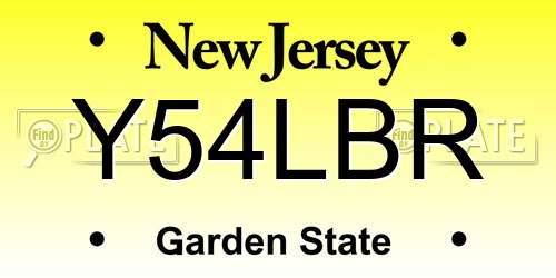 Y54LBR New Jersey License Plate