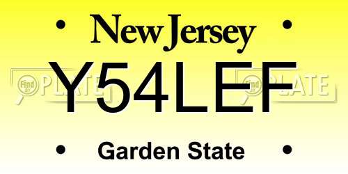 Y54LEF New Jersey License Plate
