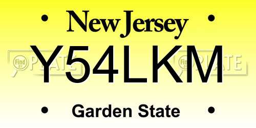 Y54LKM New Jersey License Plate